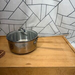 Emeril Saucepan 2qt Silver Stainless Steel With Glass Lid Riveted Handle